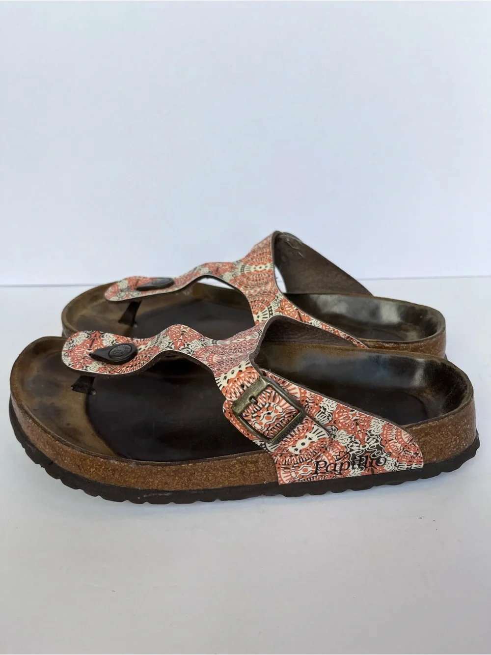 Birkenstock Papillio Ghiza Orange Thong Boho Floral Sandals